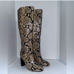Tory Burch Snake Embossed Leather Knee Boots 6.5